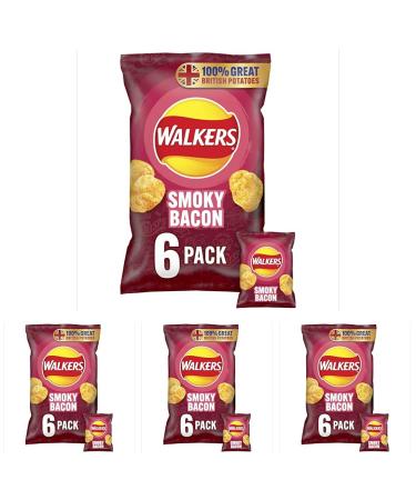 Walkers Smoky Bacon Multipack Crisps 6 x 25 g (Pack of 4)