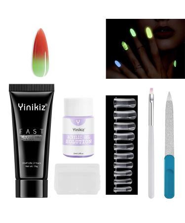 Monochrome Nail Extension Starter Set | Glow-in-the-Dark Gel & Rhinestone Glitter for Beginners - Nail Art Design #03 - Buy Online on SooperMarket.com