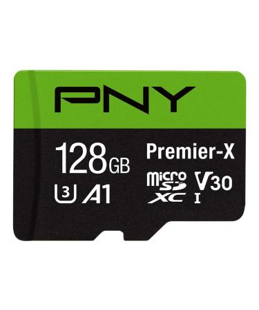 PNY 128GB Premier-X Class 10 U3 V30 microSDXC Flash Memory Card - 100MB/s, Class 10, U3, V30, A1, 4K UHD, Full HD, UHS-I, micro SD 128GB FLASH CARD