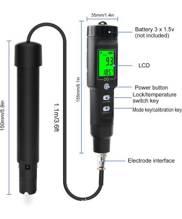 CaCaCook Digital Dissolved Oxygen Meter - Portable DO Pen for 0.0-40.0 Mg/L Oxygen Concentration | International Shipping Available - Buy Online on SooperMarket.com