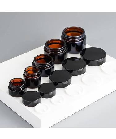 Zeoabsy 12-Piece Brown Glass Cream Boxes (5ml) with Screw Lid & Spatulas | Ideal for Cosmetics Ointments & Gels - International Shipping Available - Buy Online on SooperMarket.com
