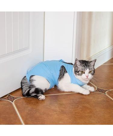Cat Surgery Recovery Suit - Post-Operative Vest Shirt for Abdominal Wounds or Skin Diseases - E-Collar Alternative - S Blue - Buy Online on SooperMarket.com