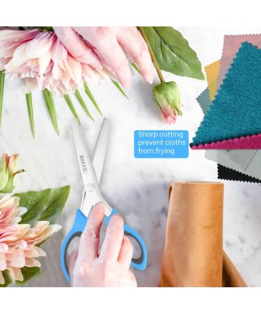 Makasla Pinking Shears - Decorative Zig Zag Scissors for Fabric, Leather, and Paper Craft - Professional Sewing Tool in Blue - Buy Online on SooperMarket.com