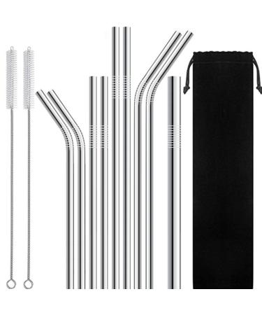 Stainless Steel Straws FDA-Approved Ultra Long 8.5'' and 10.5'' Drinking Metal Straws for 20oz 30oz Stainless Tumblers Rumblers Cold Beverage - GGR (Set of 9)