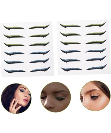 Mikinona Green Stickers Glitter Eyeshadow 12 Pairs Glitter Eyeliner Eye Makeup Tools Eyeliner Decal Invisible Eye Line Strips Miss Double Eyelid Sticker Adhesive Tape Glitter Stickers - Buy Online on SooperMarket.com