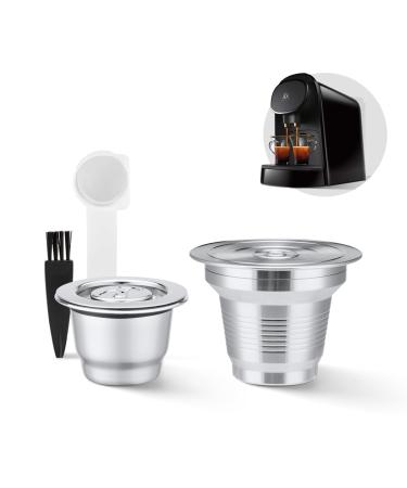 HAILASRE 2 Pcs Reusable Stainless Steel Coffee Capsules Compatible with L'OR Barista LM8012 / 60 Refillable Coffee Pods Metal L'or Espresso Pods(Big & Small)