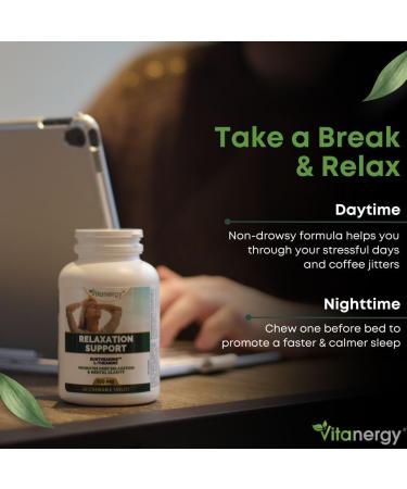 Vitanergy L-Theanine Mental Focus & Calmness - Promote Stress Anxiety Relief Relaxation and Sleep Aid - 100mg Chewable Tablets 60ct Tropical Flavor- Made in Canada - Buy Online on SooperMarket.com