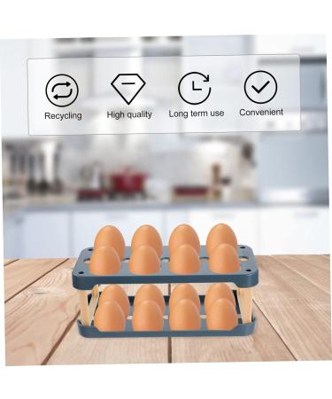 OSALADI Box Egg Carton Egg Holder Bandejas Para Comida Cutlery Tray Household Refrigerator Plastic re-usable Blue 22.3X10.1X8.9CM - Buy Online on SooperMarket.com