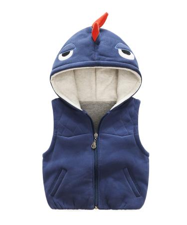 Baby Hooded Gilets Kids Vest Boys Girls Waistcoat Toddler Warm Coat Sleeveless Cute Zipper Jackets Cardigan Outerwear Blue 4-5 Years/3'6"-3'9"/38-49lb Blue