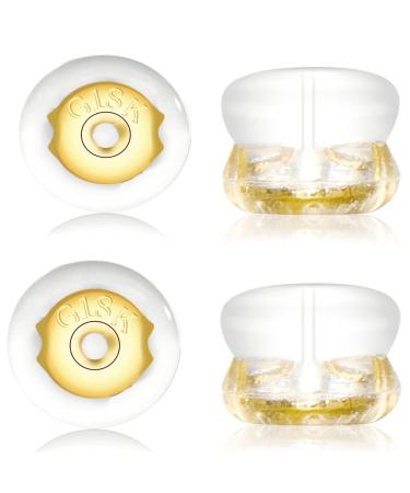 Earring Backs,18K Gold Silicone Earring Backs for Studs /Droopy Ears,Locking Secure Earring Backs for Heavy Earring,No-Irritate Hypoallergenice Soft Clear Earring Backs for Adults&Kids