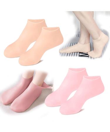2 Pairs Moisturizing Socks Silicone Socks Foot Spa Pedicure Silicone Socks Silicone Moisturizing Socks for Women Dry Cracked Feet (S)