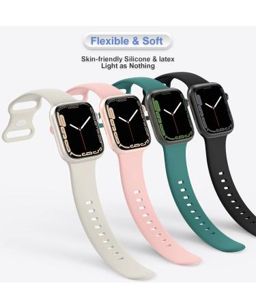 BRG 4 Pack Bands for Apple Watch Band Series Ultra SE 8 7 6 5 4 3 2 1 40mm 38mm 44mm 42mm 45mm 41mm 49mm Women and Men Sport Apple Watch Bands Soft Silicone Strap Replacement for iWatch Bands 41mm/40mm/38mm A--Black/Olive Green/Pink Sand/Starlight - Buy Online on SooperMarket.com