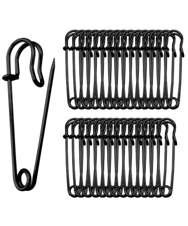 Alamic Safety Pins Brooches 2 inch/50mm Heavy Duty Blanket Pins for Blankets Crafts Kilts Skirts Sweaters Shawls - 30 Pack (2 Inch/50mm Black) 2 Inch/50mm Black