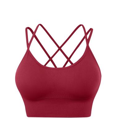 Sports Bras for Women Padded Straps Crop Top Bras for Yoga Workout Fitness Padded Bras Red S