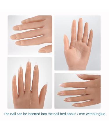 YEEFAIRY Silicone Practice Hand for Acrylic Nails | 528pcs Nail Tips | Soft Realistic Mannequin Hand for Nail Art Practice | Flexible Bendable Fake Hand for Tattoo & Jewelry Display (Bronze, Left) - Buy Online on SooperMarket.com