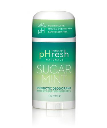 Honestly pHresh Natural Prebiotic Deodorant Baking Soda & Aluminum Free Safe for Sensitive Skin 24 Hour Odor Protection 2.25 Oz Sugar Mint