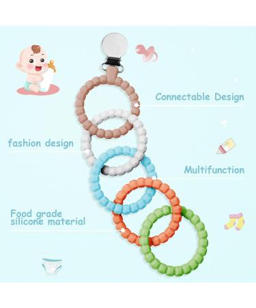 Vicloon Baby Teething Rings Clip Set - Cooling & Soothing Toys for Newborns - Safe Silicone Teething Ring (Blue/Grey/Orange/Green) - Buy Online on SooperMarket.com