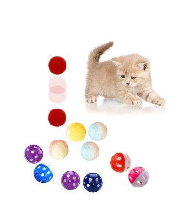 QIODAZOO 12PCS Cat Toy Balls 6 PCS Cat Bell Ball and 6 PCS Cat Soft Ball for Kitten Cat Interacitve Indoor Colorful Toy (Random Color)
