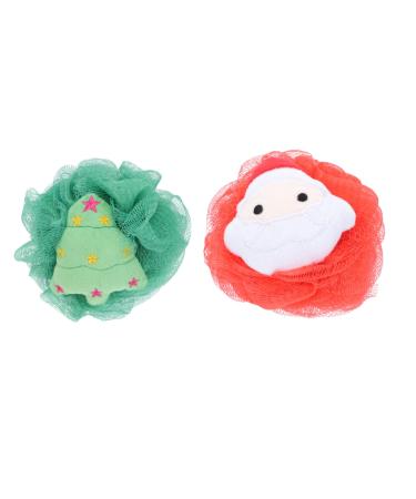 2pcs Bath Ball Bath Loofah Christmas Loofah Ball Mesh Body Scrubber Shower Sponge Exfoliating Cartoon Shower Ball Loofah Bath Sponge Christmas Bath Pouf Body Wash Sponge or 1 Count (Pack of 1)