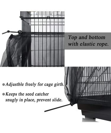SYOOY Universal Bird Cage Cover Seed Catcher - Adjustable Nylon Mesh Netting Skirt for Parrot & Parakeet Birdcages - Black - Buy Online on SooperMarket.com