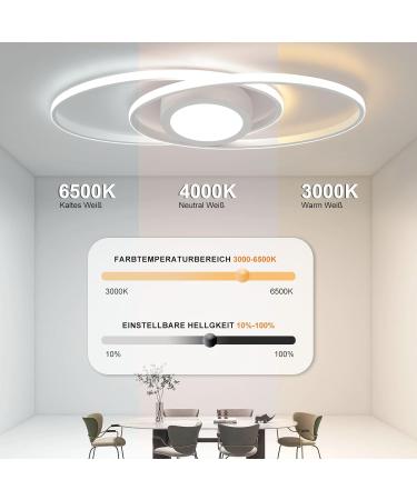 48W Dimmable Glitter LED Ceiling Lamp - Modern White Lighting for Living Room Bedroom & Office with Remote Control (3000K-6500K) - Buy Online on SooperMarket.com