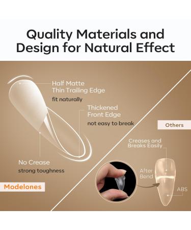 Modelones 216 Piece Full Cover Nail Tips Set - Soft Gel & Pre-Buff PMMA Resin - 12 Sizes Medium Almond - Perfect for DIY Nail Art - Buy Online on SooperMarket.com