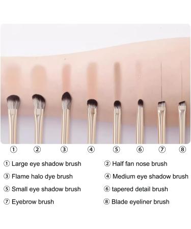 Yoezuo Make Up Brush Set 8 Pieces Eyeshadow Brush Set with PU Bag Eye Brush Makeup Brush Foundation Brush Cosmetic Brush for Eyeshadow Eyebrow Eyeliner Blending (Gold) - Buy Online on SooperMarket.com