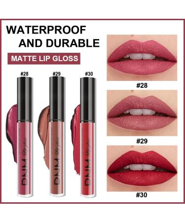 3Pcs Matte Ruby Red & Light Red Liquid Lipstick Set | Long Lasting & Waterproof Lip Gloss Gift | Matt Lipstick for Women - Set10 - Buy Online on SooperMarket.com