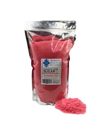 Baking Beauty & Beyond Premium Floss Sugar for Cotton Candy - Cotton Candy Flossing Sugar with Natural Ingredients Perfect for Every Occasion Bulk Floss Sugar 400g - Strawberry Cheesecake Flavour Strawberry-Cheesecake