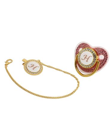 Gold Rhinestone Baby Pacifier Set | Lightweight Pacifier for 6-18 Months | Stylish Baby Home Use (Letter H) - Buy Online on SooperMarket.com