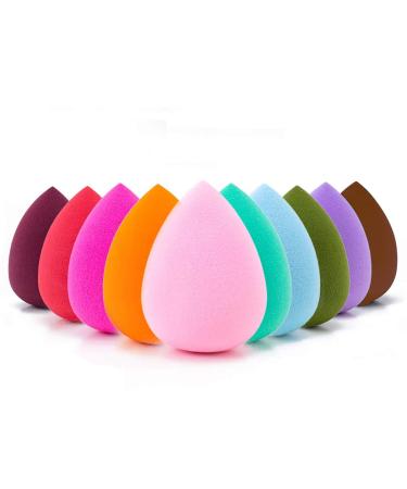 OWQ Set of 10 Beauty Makeup Sponge Blender - Non Latex Soft Multi-colored Foundation Blending Sponges for Cream Powder and Liquid (1PACK)