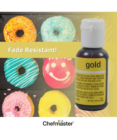 Chefmaster Gold Liqua-Gel Food Coloring 0.70 oz | Vibrant Professional-Grade Dye for Baking & Decorating | Made in USA - Buy Online on SooperMarket.com