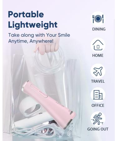 MySmile Water Dental Flosser - Cordless Oral Irrigator with 5 Cleaning Modes | IPX7 Waterproof, USB Rechargeable | 4 Replaceable Jet Tips | Teeth Cleaning Tool with PU Bag [Pink] - Buy Online on SooperMarket.com