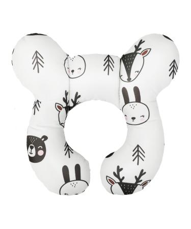 Baby Car Seat Travel Neck Pillow Infant Head Neck Support Cushion Newborn Cute Cartoon Car Sleeping Pillow Neck Rest Pillow Soft U-shaped Head Neck Protector Pillow for Pushchair Stroller Car Seat Bear