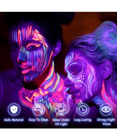 AOOWU UV Glow Face Body Paint Set - 16 Neon Fluorescent Colors - Non-Toxic Makeup Kit for Adults & Kids - Perfect for Parties & Carnivals - Buy Online on SooperMarket.com
