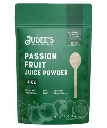 Judee's Passion Fruit Juice Powder 4 oz - Blends Well in Smoothies and Drinks - Great for Baking and Flavoring - 100% Non-GMO and Vegan - Gluten-Free and Nut-Free Passion Fruit 4 Ounce (Pack of 1)