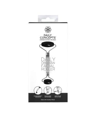 Daily Concepts Daily Facial Roller with Two Stone Heads: Small Stone for Under Eye Area, Large Stone for Entire Face - Jade, Rose Quartz, Obsidian, Amethyst, Opal (Obsidian) - Buy Online on SooperMarket.com