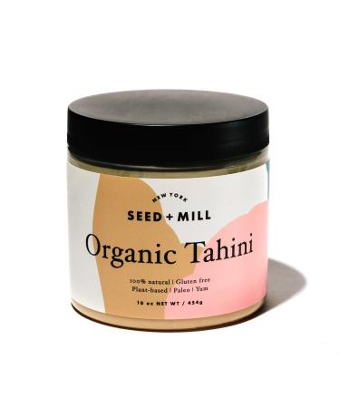 Seed + Mill - Organic Tahini Sauce - Vegan, Kosher, Non-GMO, Keto, Paleo, Whole30, Gluten Free - Silky Smooth Texture - Great in Hummus, Dips, Dressings, on Falafel, and in Halvah - 16oz Tahini 1 Pound (Pack of 1)