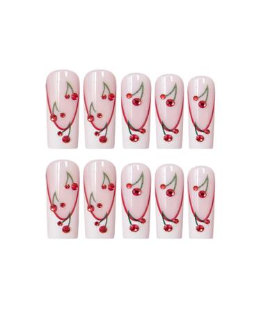 Shop 24Pcs White French Tip Long Press on Nails - Glossy Acrylic False Nails with Rhinestones & Designs for Women | Perfect for International Shipping - Buy Online on SooperMarket.com