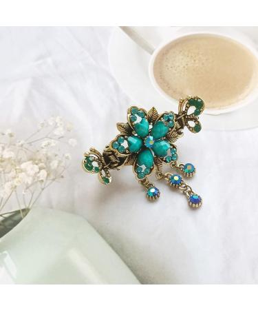 Flower Butterfly Hair Barrettes Vintage French Rhinestone Hair Clasps Claws Floral Hair Clips Accessories for Women Girls Teens (Blue C) - Buy Online on SooperMarket.com