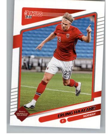 2021-22 Donruss Road to Qatar #100 Erling Haaland Norway Official Soccer Trading Card in Raw (NM or Better) Condition