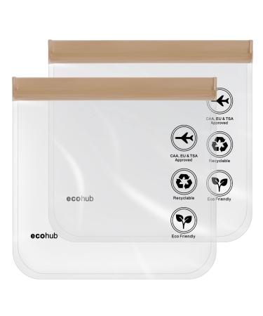 ECOHUB Airport Security Liquids Bags EVA Airport Liquid Bag 20 x 20cm TSA Approved Clear Travel Toiletry Bag for Women Men Clear Plastic Zip Lock Bags for Travel Airline Approved (Light Brown) E-light Brown