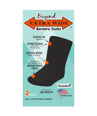 Bariatric Sock for Extreme Lymphedema. Stretches up 30 (2pair  Black)