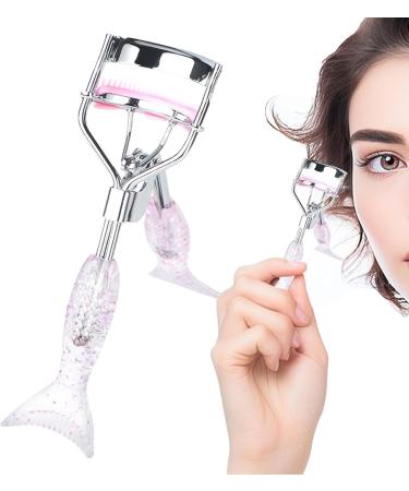 Teksome Small Eyelash Curler Small Fish Tail Shape Eye Curler with Comb Teeth Beautiful Ergonomic Portable Eyelash Tools Makeup Supplies for Girls Women Females Ladies A4 Chrome Plated With Pink Comb Pink Mermaid Hand - Buy Online on SooperMarket.com