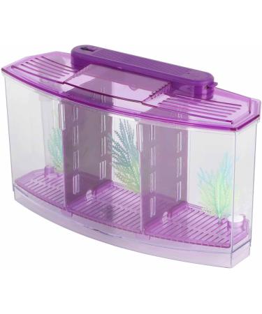 Aquarium Fish Tank Transparent Aquarium Fish Tank LED Acrylic Three Divisions Breeding Isolation Box for Small Fishes Mini Breeding Fish Tank (Purple) - Buy Online on SooperMarket.com
