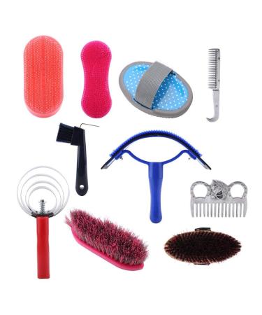 Professional 10-Pc Vier Horse Brush Set - Equestrian Grooming Kit for Horse Cleaning & Care - Buy Online on SooperMarket.com