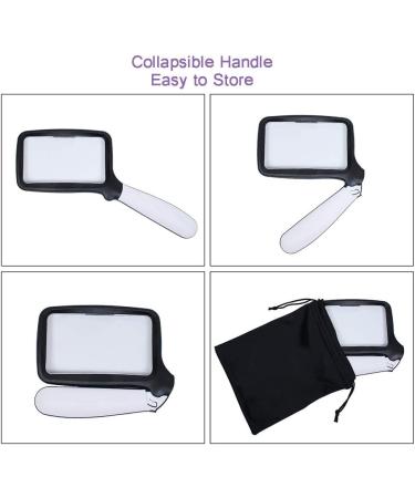LED Lighted Magnifying Glass - 5 LED Handheld Foldable Reading Magnifier for Books Newspapers Maps Coins Jewellery Hobbies and Crafts - Buy Online on SooperMarket.com