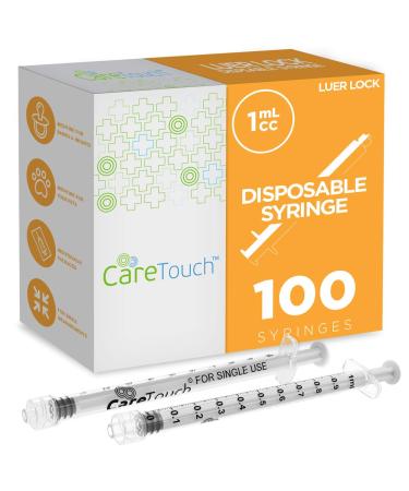 Care Touch 1ml Syringe with Luer Lock Tip - 100 Count - Ideal for Feeding Tubes and Home Care - Needle-Free - Buy Online on SooperMarket.com