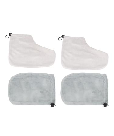 Beavorty 2 Pairs Gloves Wax Bath Foot Cover Paraffin Wax Booties Paraffin Treatments Cozies Hand and Foot Liners Wax Bath Mitts Disposable Foot Covers Paraffin Glove Short Boots Spa Grey