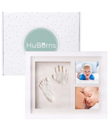 Huborns - baby handprint and footprint - picture frame for foot and handprint set plasterprint baby - memory forever and as a decoration of the children's room square